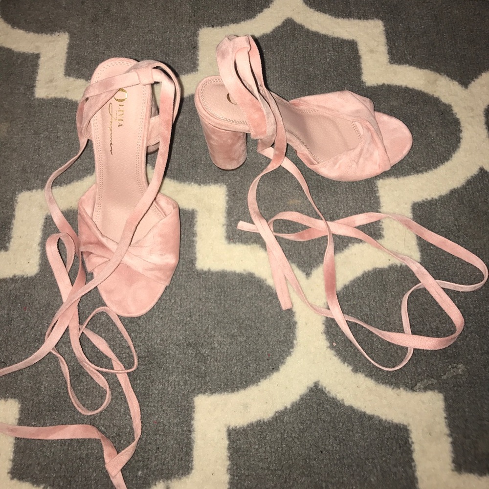Pink laceup heels